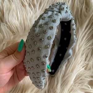 Silver Shimmer Lele Sadoughi Headband with silver crystal accents
